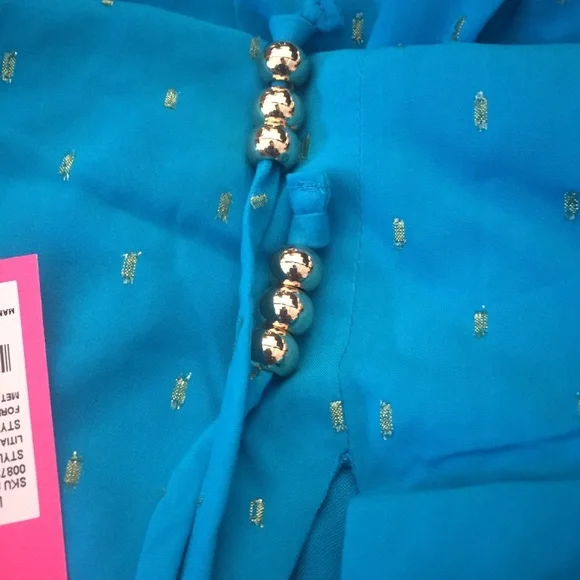 Lilly Pulitzer Litia Swing Dress - In Formentera Turquoise Metallic NWT - Picture 4 of 5